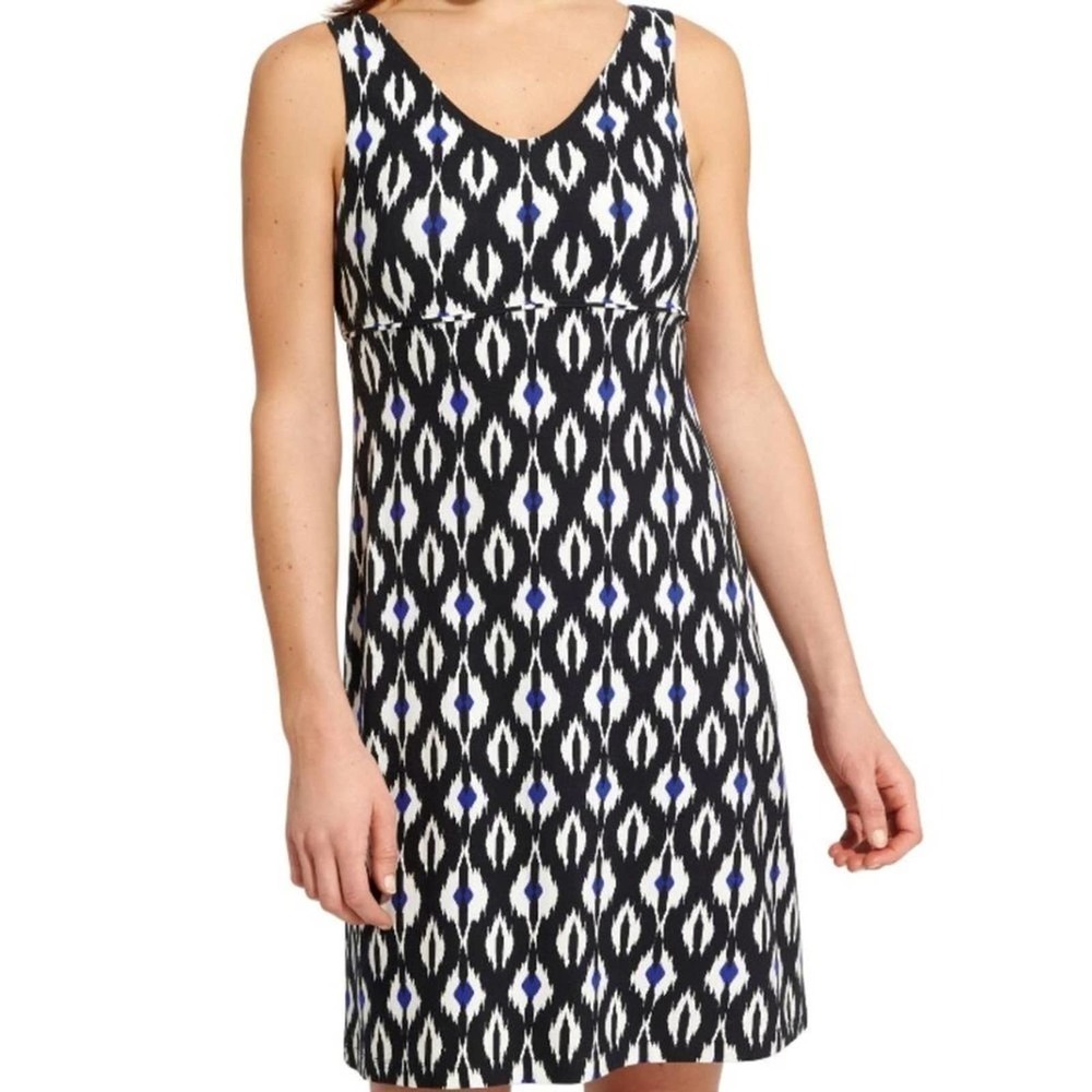 Athleta Diamond Print Santorini Tank V Neck Mini A-Line Dress Black Size X-Small